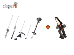 Pachet Motocoasa Multifunctionala EvoTools BCM254 5 in 1CP + Mini Ferastrau Brushless EvoTools 20V POWER cu 2 Acumulatori si Incarcator