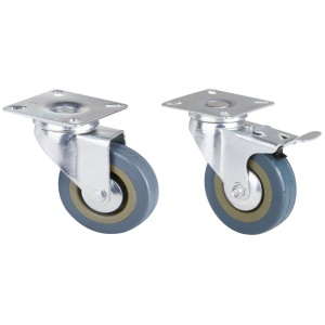 Roata Pivotanta cu Flansa din PVC Gri pentru Mobilier