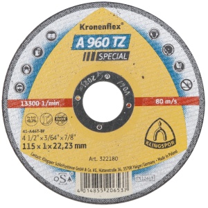 Disc Abraziv Klingspor A60 TZ Special / D[mm]: 115; B[mm]: 1