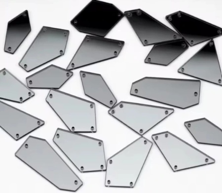Cristale de Cusut Acril Tip Oglinda, Gri, (30 bucati/set)