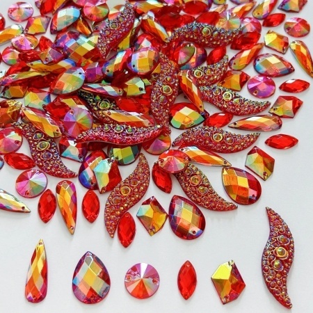 Cristale de Cusut Decorative, Acril, Rosu AB, (50 bucati/set)