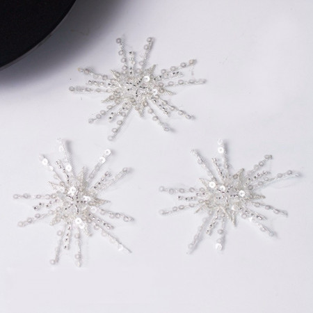 Embroidered Stars with Beads and Sequins Set, 8 cm (4 Pieces/Set)