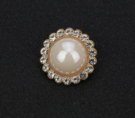 Gold buttons with rhinestones and pearl, 21MM