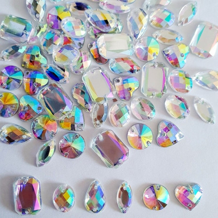 Mini AB Crystals Set, Crystal, Various Shapes
