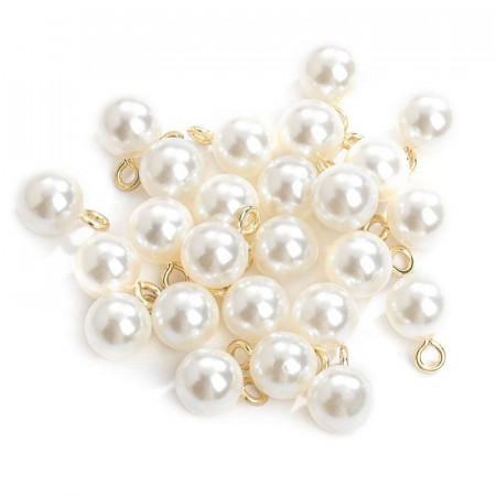 Pearl buttons with metal loop, (10 pieces/set)