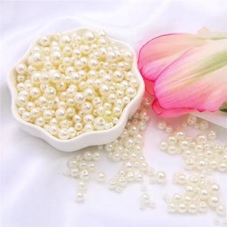 Pearls with Hole Set, Ivory, Various Sizes, 3-8mm, (150 pieces/set)