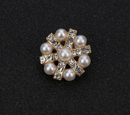 Star buttons with rhinestones and pearls, 16mm