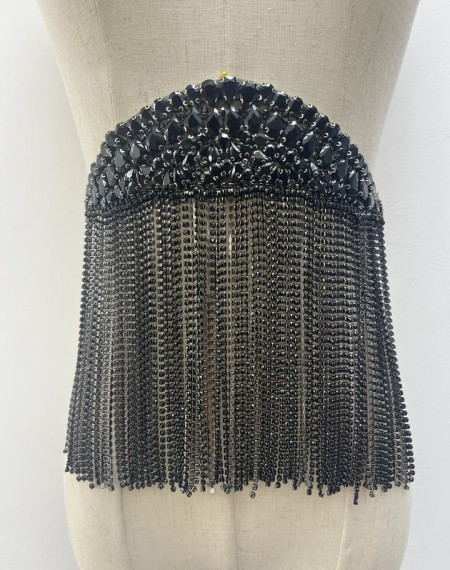 Crystal and Fringed Ep Epaulettes, Intense Black