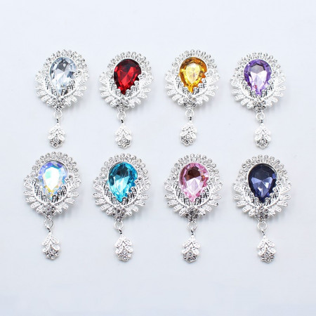 Crystal and Leaf Pendant Buttons, 27x50 MM