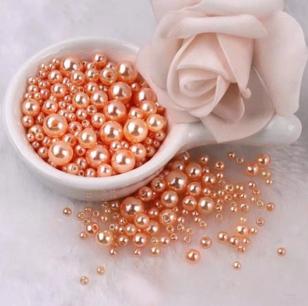 Set Pearls with Hole, Salmon, Various Sizes 3-8mm, (150 pieces/set)