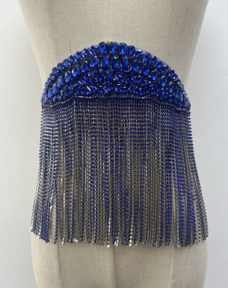Crystal and Fringed Epaulettes, Imperial Blue
