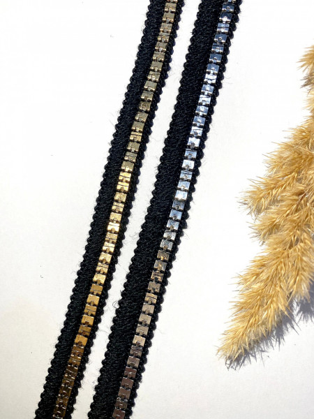 Embroidered Tape with Metallic Chain