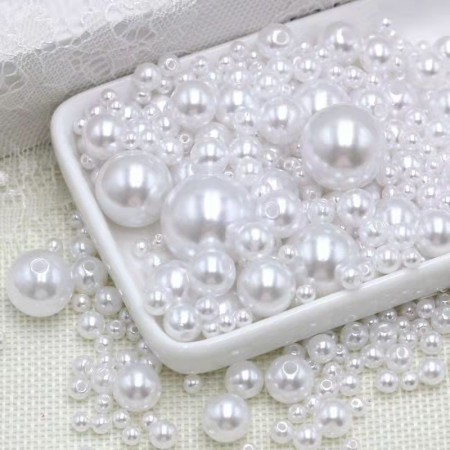 Pearls with Hole Set, White, Various Sizes