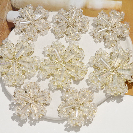 Snowflake Applications with Button Beads, (2 pieces/set)
