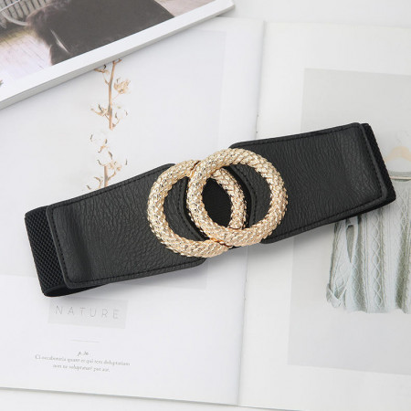 Elasticated Waist Belt with Round Buckle
