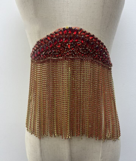 Ep Ep Epaulettes with Crystals and Fringes, Red