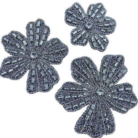 Flower Application with Rhinestones and Glass Crystals, Various Sizes