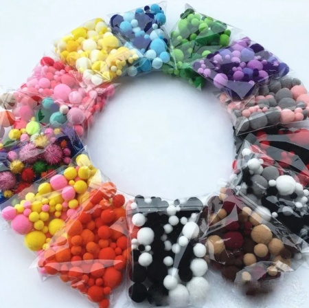 Pom Pom tassels, Mixed sizes, (150 pieces/set)