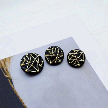 Nasturi Retro Rotunzi, Negru, 23mm ( 2 bucati/set)