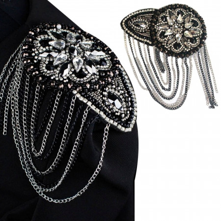 Round Epaulettes Set with Beads & Crystals