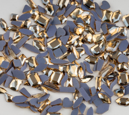 Glass Crystals, Hot-Fix, Various Sizes, Gold (50 pcs/set)