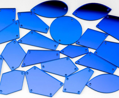 Cristale de Cusut Acril Tip Oglinda, Albastru Imperial, (30 bucati/set)