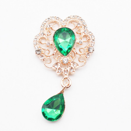Crystal Pendant Buttons, Emerald