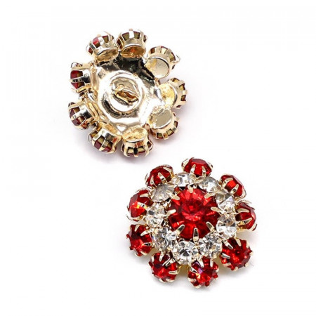 Red Rhinestones Buttons, 22 mm
