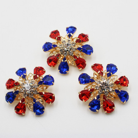 Two Coloured Crystal Glass Crystal Buttons, 26mm