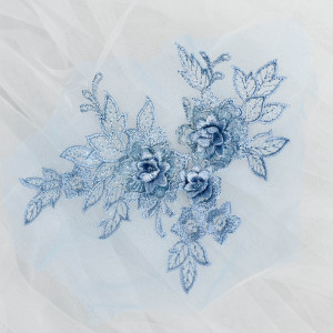 3D Flowers Embroidered Applique, 19x15cm - Img 2