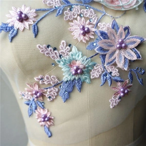 3D Flowers Embroidered Applique, Light Colors - Img 5