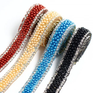 Banda Termoadeziva Mini Perle si Strasuri, 1cm