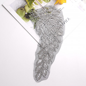 Beads and sequins appliqué, 28x13 cm - Img 1