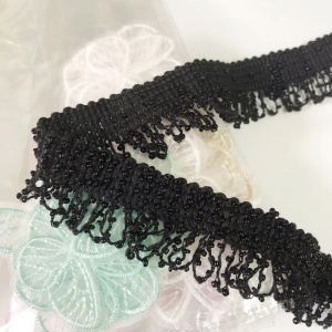 Black Bead Fringes, 3cm - Img 1