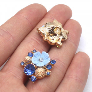 Blue Crystal Crystal Buttons, 20mm - Img 3