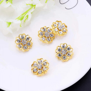Buttons Flower with Stripes, Gold, 21mm (5 pieces/set) - Img 2