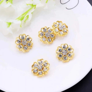 Buttons Flower with Stripes, Gold, 21mm (5 pieces/set) - Img 2