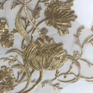 Embroidered appliqué with sequins, Beige, 54 x 32 cm - Img 3