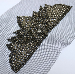 Epaulettes beads slitched manually on tull - Img 3