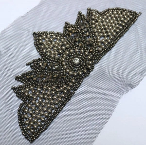 Epaulettes beads slitched manually on tull - Img 3