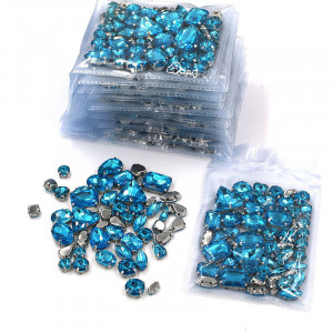 Glass Aquamarine Crystals Set