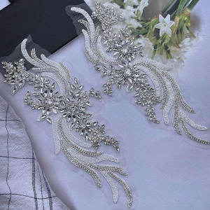 Glass Crystal Appliques, 36x13 cm, (2 pieces/set)
