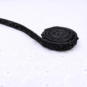 Heat-activated adhesive tape, pearls and beads, black, 1 cm - Img 3