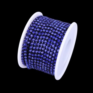 Lant decorativ cu strasuri, Albastru Imperial, 3mm