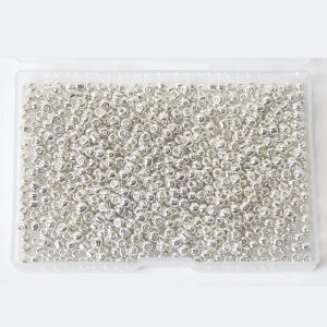 Margele Rotunde Sticla, Argintiu, 3mm (15g/punga)