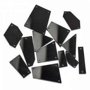 Mirror Shaped Acryl Sewing Crystals, Black