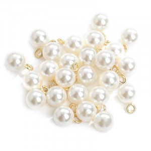 Pearl buttons with metal loop, (10 pieces/set) - Img 1