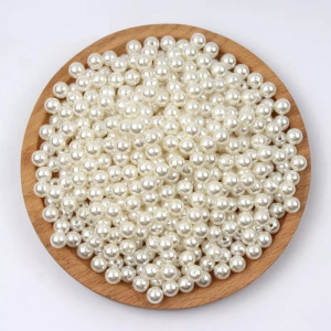 Perle plastic cu gaura, 6mm, Ivoire