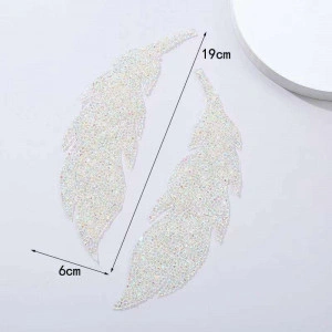 Rhinestones Thermo Adhesive Appliques leaf shape, 18x5cm - Img 4
