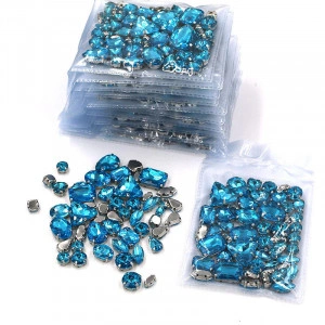 Set Cristale Aquamarine Sticla